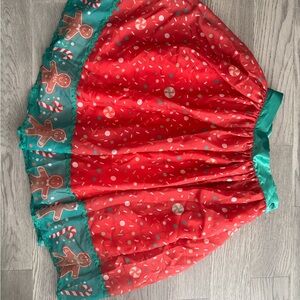 Unique Vintage Red and Green Gingerbread Midi Skirt